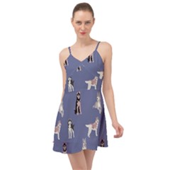 Husky Dogs With Sparkles Summer Time Chiffon Dress by SychEva