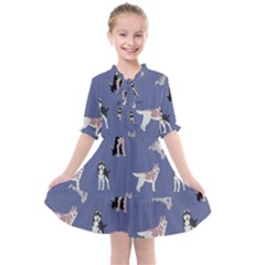 Husky Dogs With Sparkles Kids  All Frills Chiffon Dress by SychEva