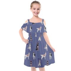 Husky Dogs With Sparkles Kids  Cut Out Shoulders Chiffon Dress by SychEva