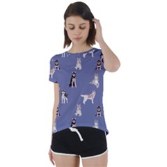 Husky Dogs With Sparkles Short Sleeve Foldover Tee by SychEva