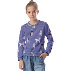 Husky Dogs With Sparkles Kids  Long Sleeve Tee With Frill 