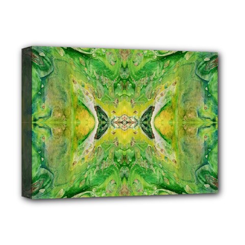 Green Repeats Deluxe Canvas 16  X 12  (stretched)  by kaleidomarblingart