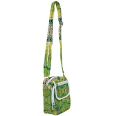 Green Repeats Shoulder Strap Belt Bag by kaleidomarblingart