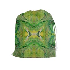 Green Repeats Drawstring Pouch (xl) by kaleidomarblingart