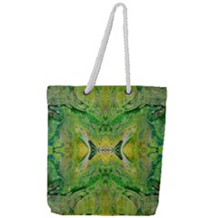 Green Repeats Full Print Rope Handle Tote (large) by kaleidomarblingart