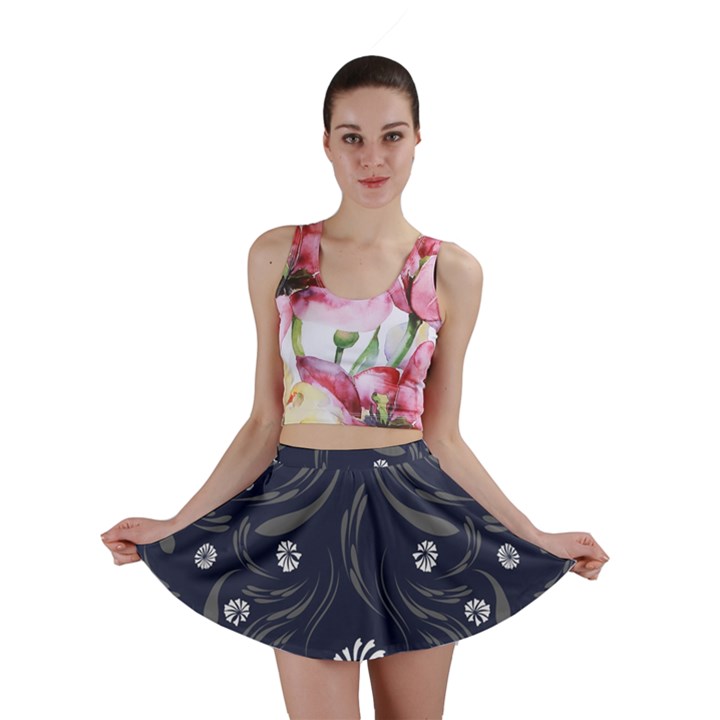 Folk flowers print Floral pattern Ethnic art Mini Skirt