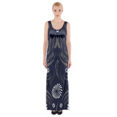 Folk Flowers Print Floral Pattern Ethnic Art Thigh Split Maxi Dress by Eskimos