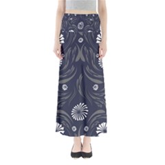 Folk Flowers Print Floral Pattern Ethnic Art Full Length Maxi Skirt by Eskimos