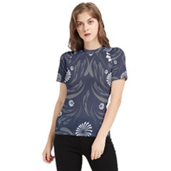 Folk Flowers Print Floral Pattern Ethnic Art Women s Short Sleeve Rash Guard by Eskimos