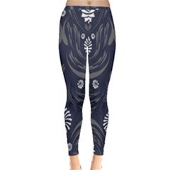 Folk Flowers Print Floral Pattern Ethnic Art Inside Out Leggings by Eskimos