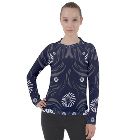 Folk Flowers Print Floral Pattern Ethnic Art Women s Pique Long Sleeve Tee by Eskimos