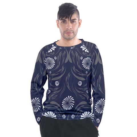 Folk Flowers Print Floral Pattern Ethnic Art Men s Long Sleeve Raglan Tee by Eskimos