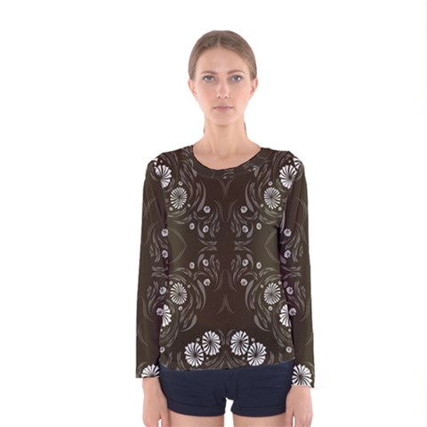 Folk Flowers Print Floral Pattern Ethnic Art Women s Long Sleeve Tee by Eskimos