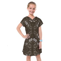 Folk Flowers Print Floral Pattern Ethnic Art Kids  Drop Waist Dress by Eskimos