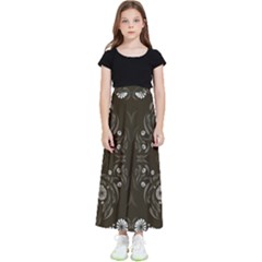 Folk Flowers Print Floral Pattern Ethnic Art Kids  Flared Maxi Skirt by Eskimos