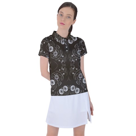 Folk Flowers Print Floral Pattern Ethnic Art Women s Polo Tee by Eskimos