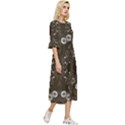 Folk flowers print Floral pattern Ethnic art Double Cuff Midi Dress View3