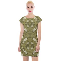 Folk Flowers Print Floral Pattern Ethnic Art Cap Sleeve Bodycon Dress by Eskimos