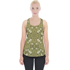 Folk Flowers Print Floral Pattern Ethnic Art Piece Up Tank Top by Eskimos