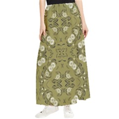 Folk Flowers Print Floral Pattern Ethnic Art Maxi Chiffon Skirt by Eskimos