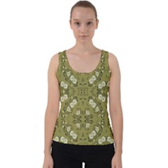 Folk Flowers Print Floral Pattern Ethnic Art Velvet Tank Top by Eskimos