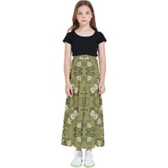 Folk Flowers Print Floral Pattern Ethnic Art Kids  Flared Maxi Skirt by Eskimos