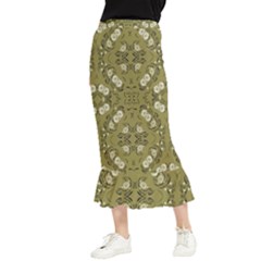 Folk Flowers Print Floral Pattern Ethnic Art Maxi Fishtail Chiffon Skirt by Eskimos