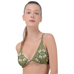 Folk Flowers Print Floral Pattern Ethnic Art Knot Up Bikini Top by Eskimos