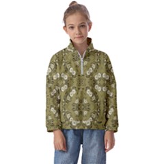 Folk Flowers Print Floral Pattern Ethnic Art Kids  Half Zip Hoodie by Eskimos