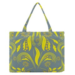 Folk Flowers Print Floral Pattern Ethnic Art Zipper Medium Tote Bag by Eskimos