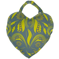 Folk Flowers Print Floral Pattern Ethnic Art Giant Heart Shaped Tote by Eskimos