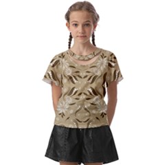 Folk Flowers Print Floral Pattern Ethnic Art Kids  Front Cut Tee