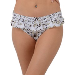 Folk Flowers Print Floral Pattern Ethnic Art Frill Bikini Bottom by Eskimos