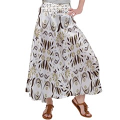 Folk Flowers Print Floral Pattern Ethnic Art Satin Palazzo Pants by Eskimos