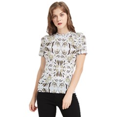 Folk Flowers Print Floral Pattern Ethnic Art Women s Short Sleeve Rash Guard by Eskimos