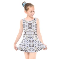 Folk Flowers Print Floral Pattern Ethnic Art Kids  Skater Dress Swimsuit by Eskimos