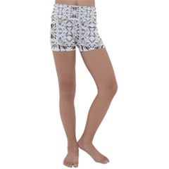 Folk Flowers Print Floral Pattern Ethnic Art Kids  Lightweight Velour Yoga Shorts by Eskimos