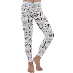 Folk Flowers Print Floral Pattern Ethnic Art Kids  Lightweight Velour Classic Yoga Leggings by Eskimos