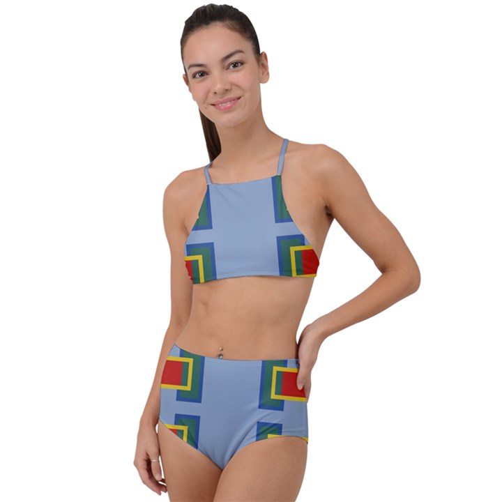 Abstract pattern geometric backgrounds   High Waist Tankini Set