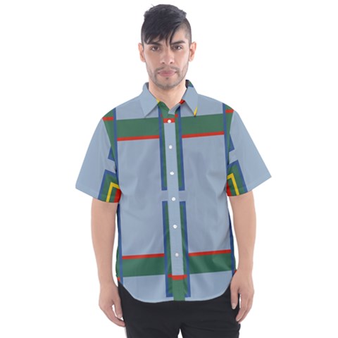 Abstract Pattern Geometric Backgrounds   Men s Short Sleeve Shirt by Eskimos