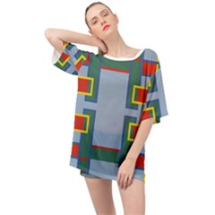 Abstract Pattern Geometric Backgrounds   Oversized Chiffon Top by Eskimos