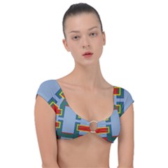 Abstract Pattern Geometric Backgrounds   Cap Sleeve Ring Bikini Top by Eskimos