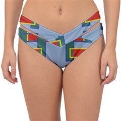 Abstract Pattern Geometric Backgrounds   Double Strap Halter Bikini Bottom by Eskimos