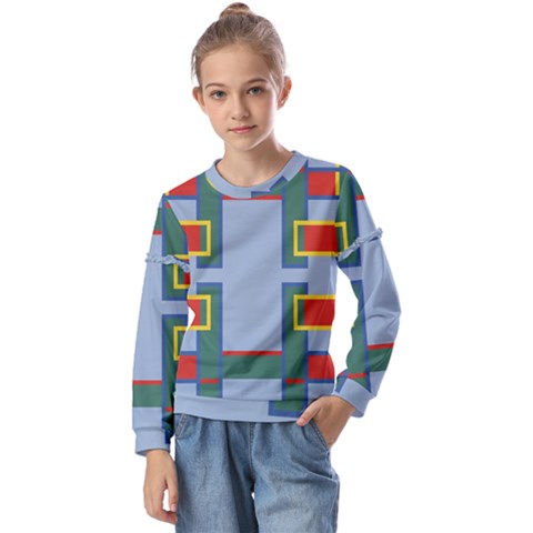 Abstract Pattern Geometric Backgrounds   Kids  Long Sleeve Tee With Frill  by Eskimos