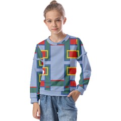 Abstract Pattern Geometric Backgrounds   Kids  Long Sleeve Tee With Frill 