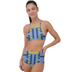 Abstract Pattern Geometric Backgrounds   High Waist Tankini Set by Eskimos