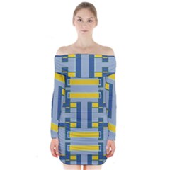 Abstract Pattern Geometric Backgrounds   Long Sleeve Off Shoulder Dress by Eskimos