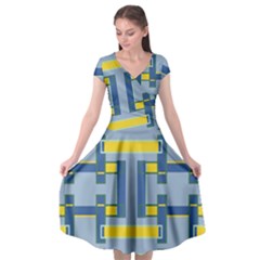 Abstract Pattern Geometric Backgrounds   Cap Sleeve Wrap Front Dress by Eskimos