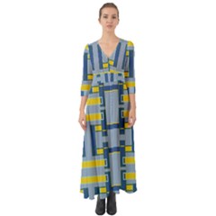 Abstract Pattern Geometric Backgrounds   Button Up Boho Maxi Dress