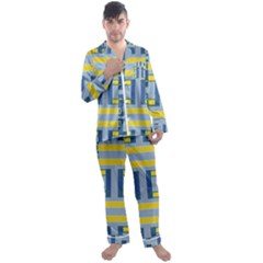 Abstract Pattern Geometric Backgrounds   Men s Long Sleeve Satin Pajamas Set by Eskimos